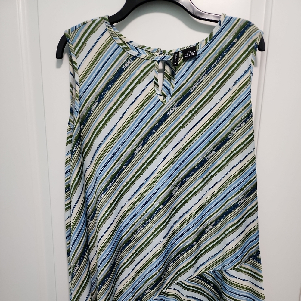 New Directions blue and green stripe top Sz XL